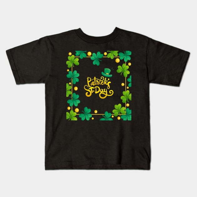 st patricks Leaf Border Kids T-Shirt by dyazagita